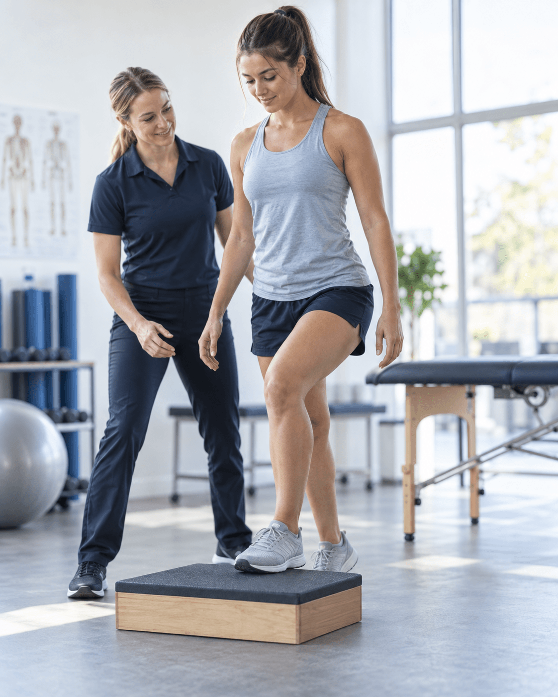 Active adult completing a knee rehabilitation exercise
